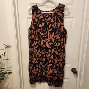 A New Day Black and Brown Shift Linen Dress XXL